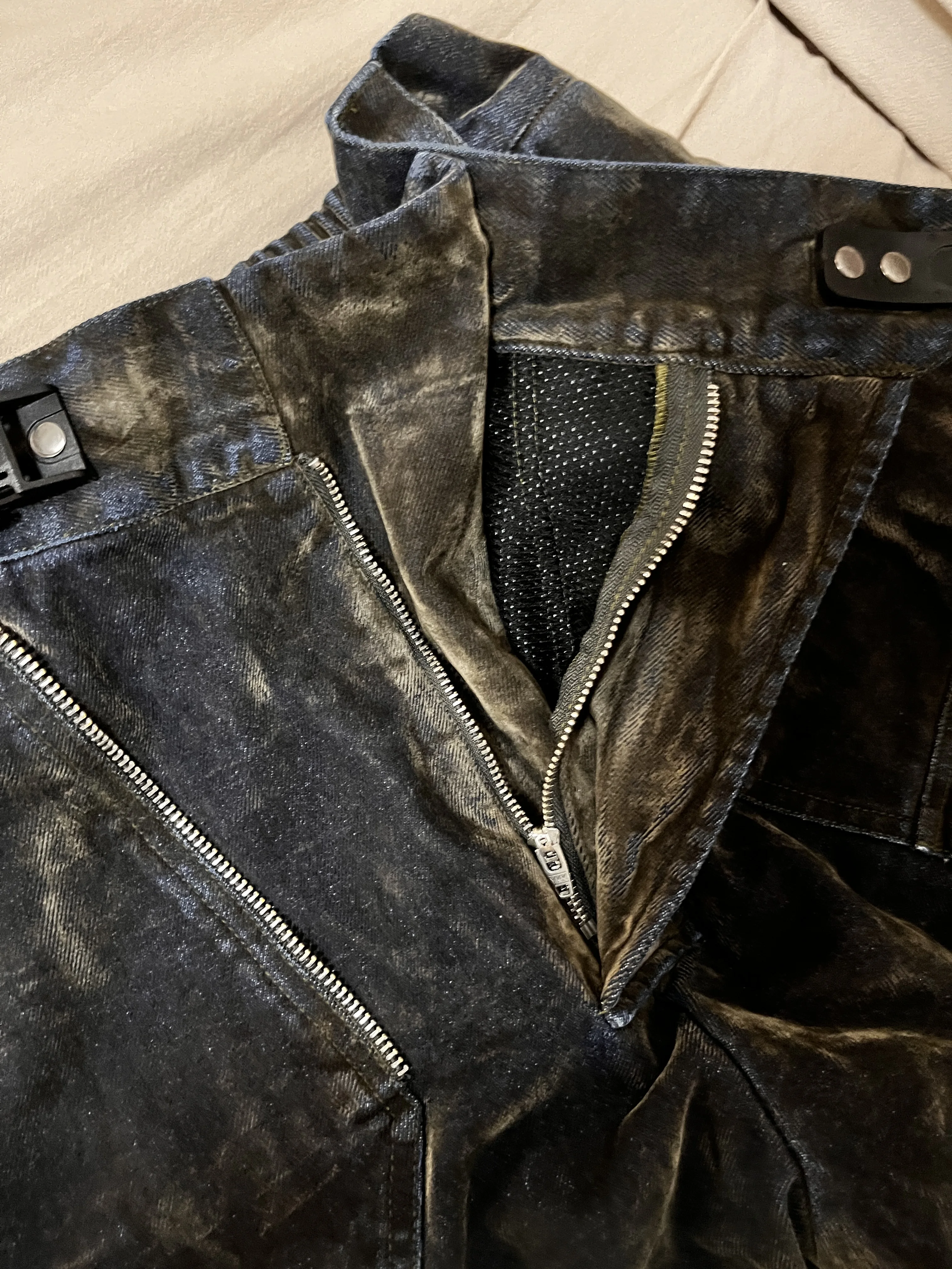 XEvil Heavy duty layering design washed dye pants jeans sci-fi dystopian -