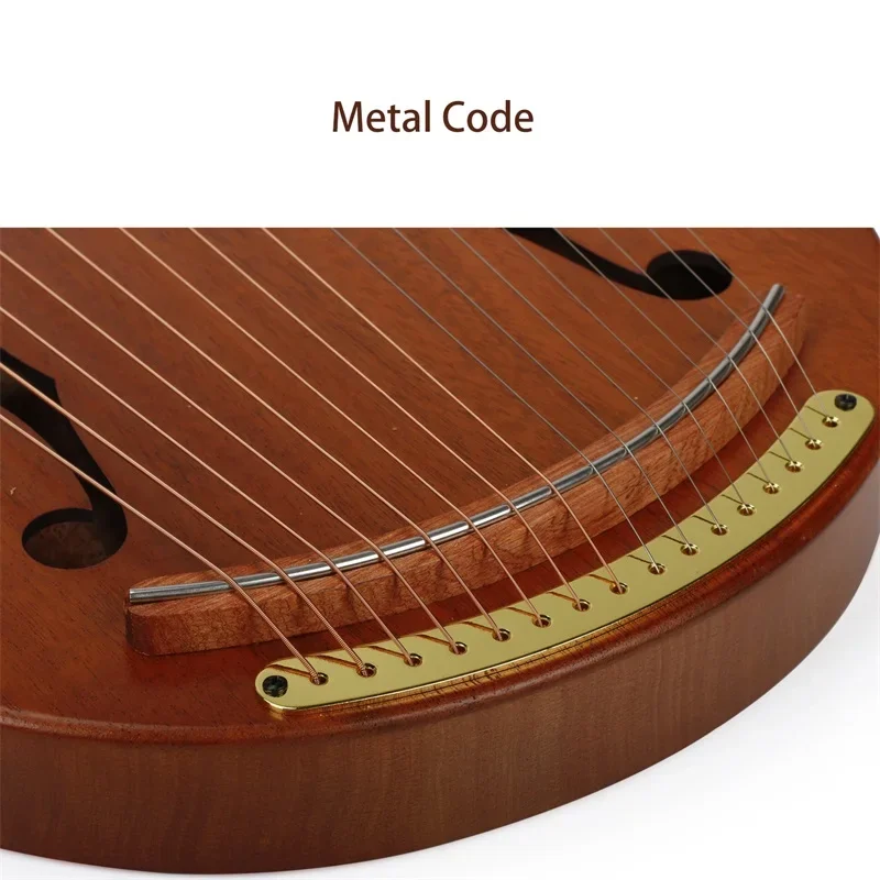 Single Board 16-String Wooden Lyre Harp Metal Strings Portable Solid Wood Stringed Instruments For Beginners Music Lovers