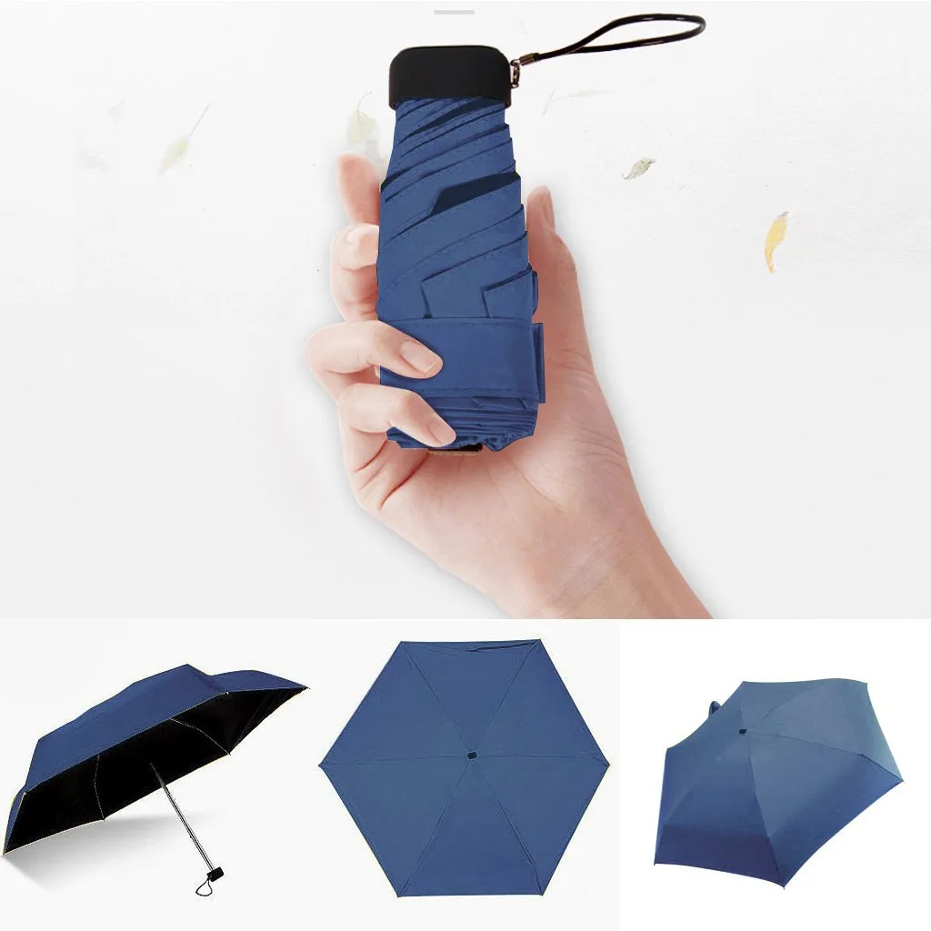 Pocket Rain Umbrella Sun Rain Women Flat Lightweight Umbrella Parasol Folding Sun Mini Small Size for Travel mini umbrella folding umbrella mini sun umbrella sun umbrella