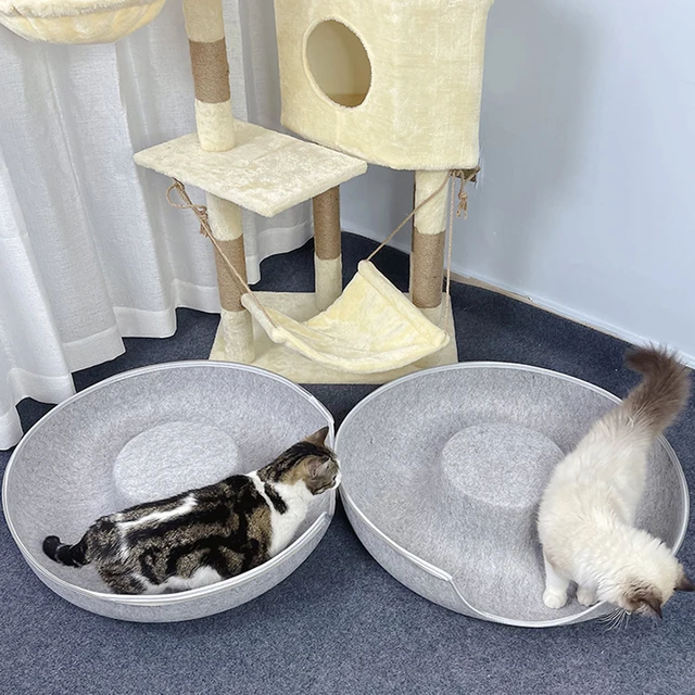 Donut Pet Cat Tunnel Interactive Bed Toy House Cat Bed Dual-use Felt Indoor Cat House Kitten Sports Equipment Cat Supplies 5