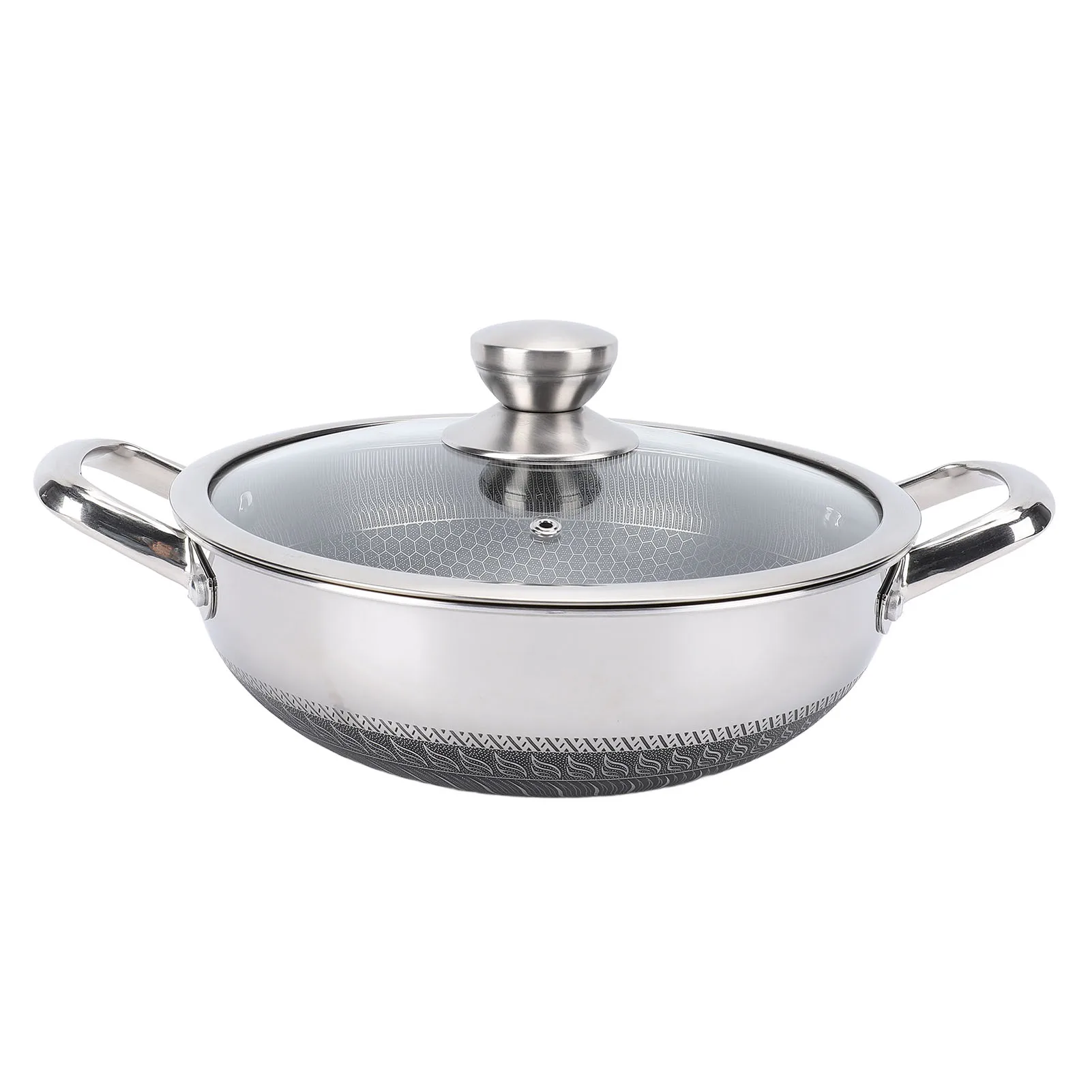 Nonstick Frying Pan Stainless Steel Fry Pan Honeycomb Effortless Food Release Fast Even Heating with Lid for Induction Stovetop