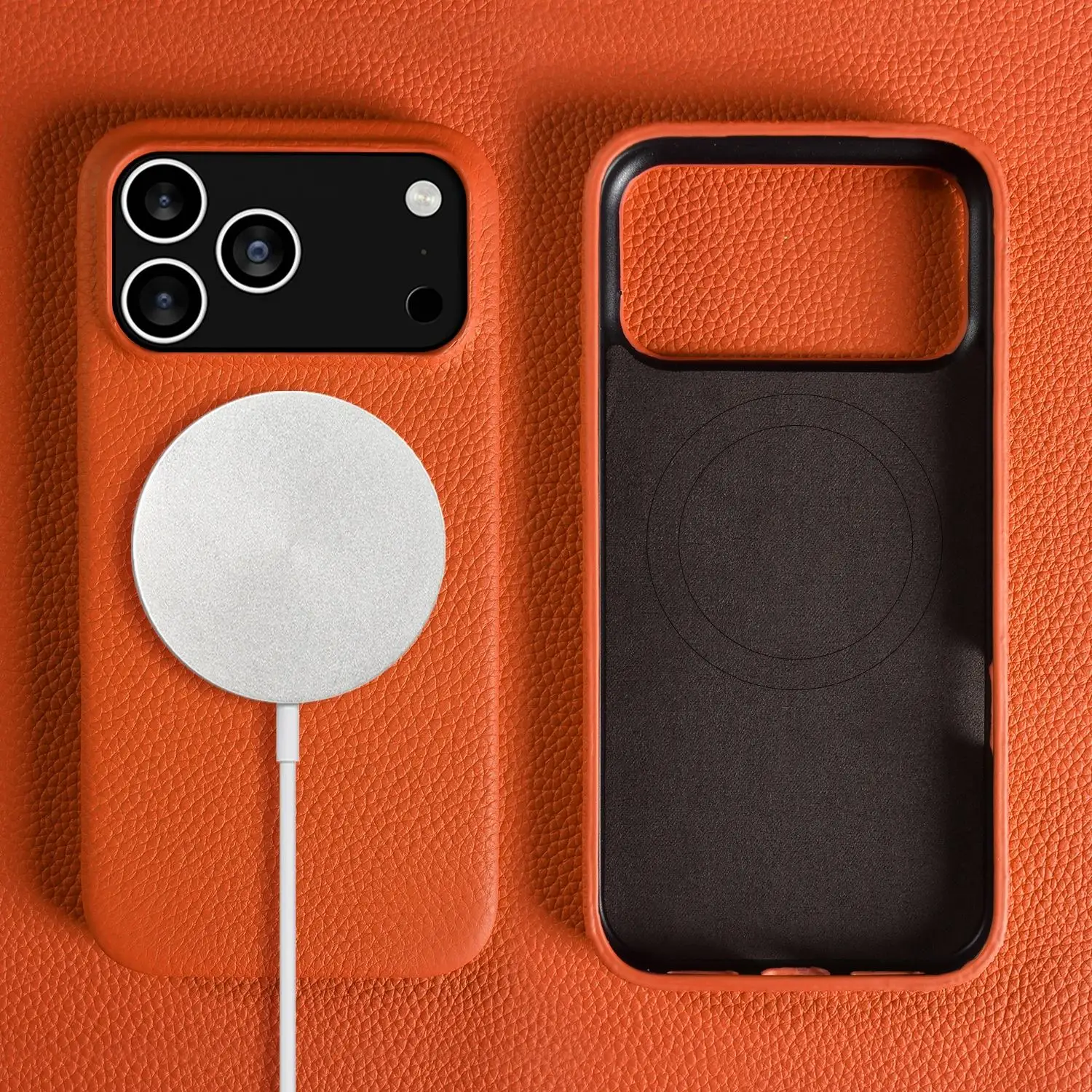 Luxury Magnetic Genuine Leather Full-Cover Phone Case with Magsafe Compatibility
