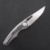 TwoSun TS186 Folding Knife Pocketknife M390 Steel Satin Blade Titanium +Carbon Fiber Handle Outdoor Camping Hunting EDC Tools 2