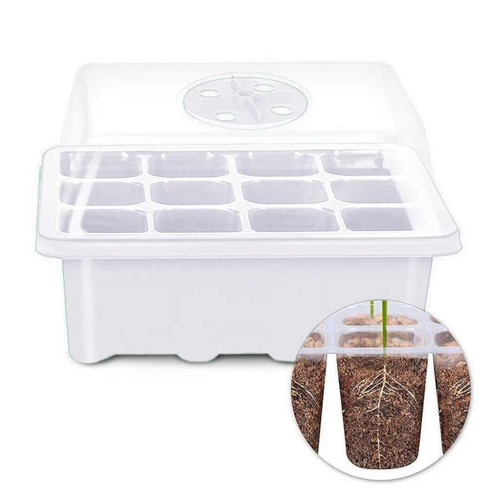 12 Hole Plant Seed Grow Box Nursery Seedling Starter Indoor Garden Yard Tray Hot Green House Seeding Box with Hole Seedling