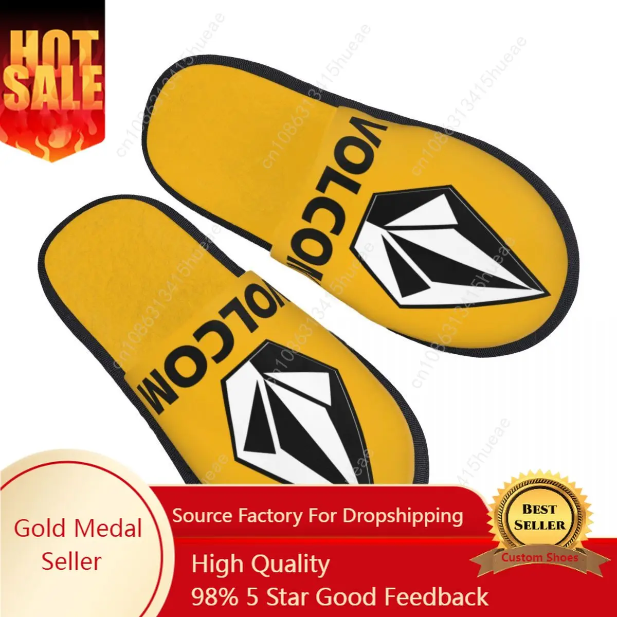 Custom Volcoms Logo Soft Memory Foam House Slippers Women Cozy Warm Anti-Skid Slipper