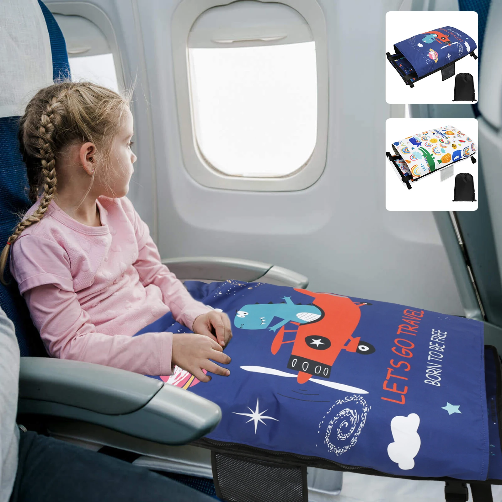 Toddler Travel Airplane Bed Portable Pedals Bed Foot Rest Hammock with Storage Bag Baby Airplane Seat Extender For Leg Rest airplane foot rest airplane seat extender