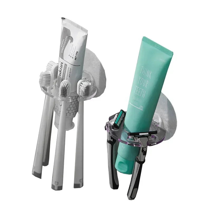 Self-adhesive Wall Mount Toothpaste Dispenser Toothbrush Holder Storage Squeezer Shaver Holder Bathroom Shelves