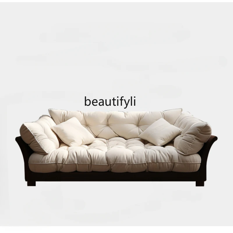 

Modern Simple Solid Wood Fabric Combination Soft Glutinous Camellia Sofa Villa Living Room Sofa furniture