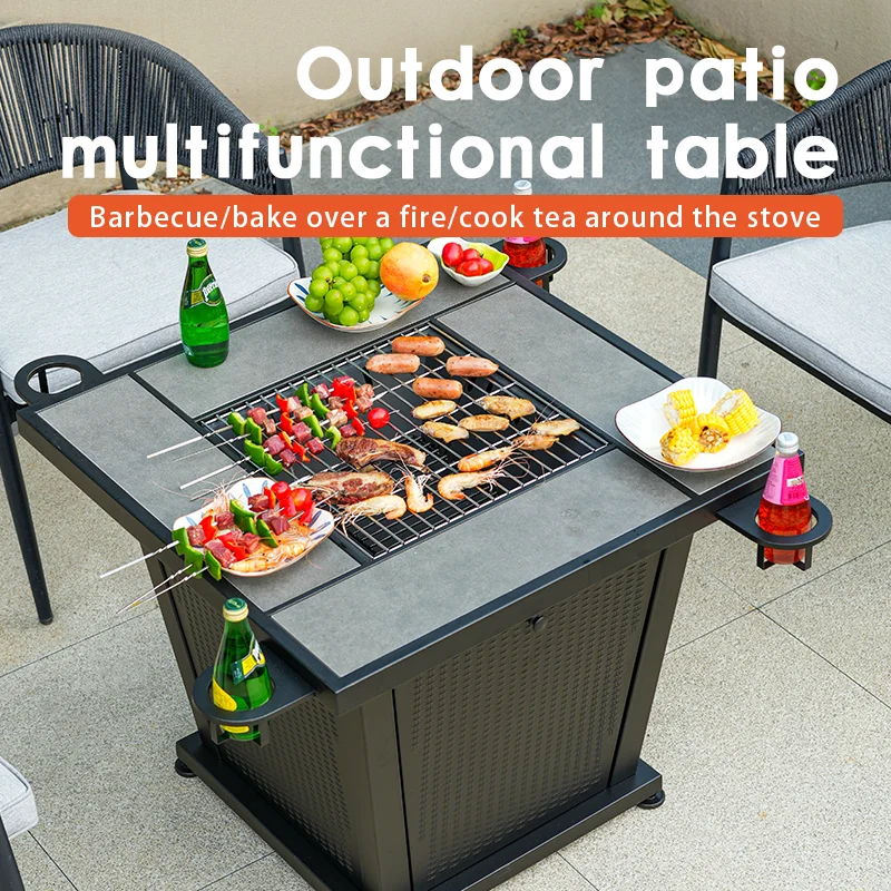 Manufacturer Direct Garden Outdoor Charcoal Fire Pit Fireplace Table With Grill Mesh