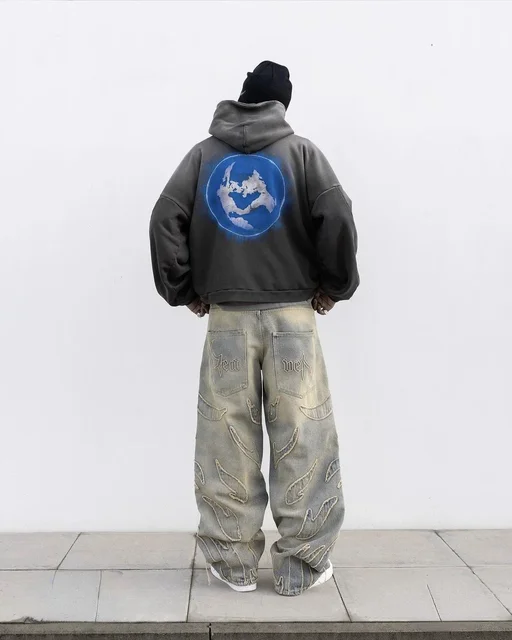 New Hot Selling Ripped Raw Edge Embroidered Denim Trousers Retro Harajuku Baggy Jeans Y2k Men Women Hip Hop Punk Casual Pants 5