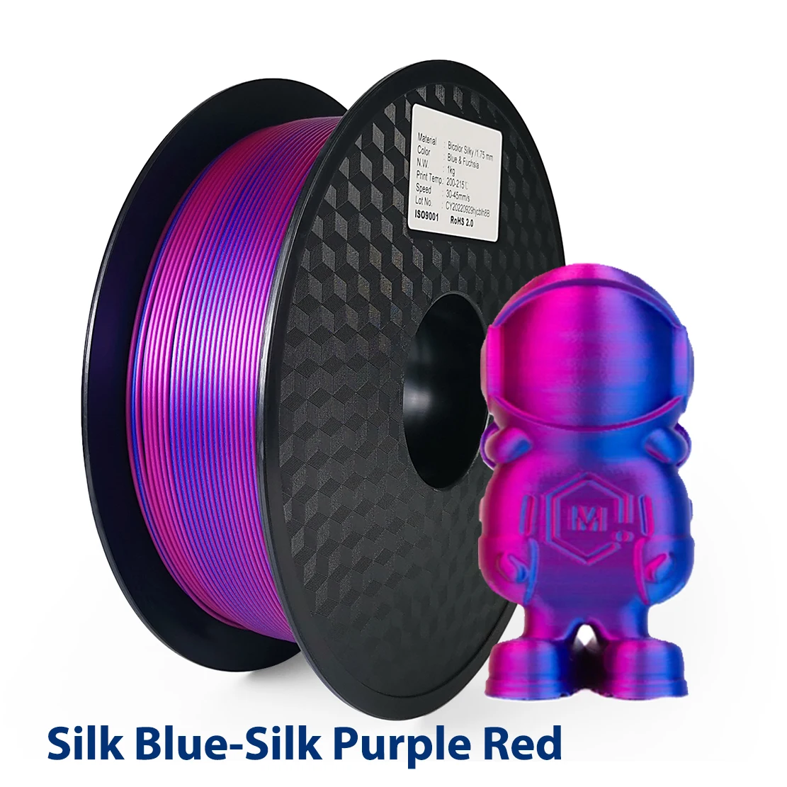 3D Printer PLA Filament Silk 1.75mm blue red Two Color 250g 3D Printing Material Magic Dual Color Black Red Sublimation Duotone