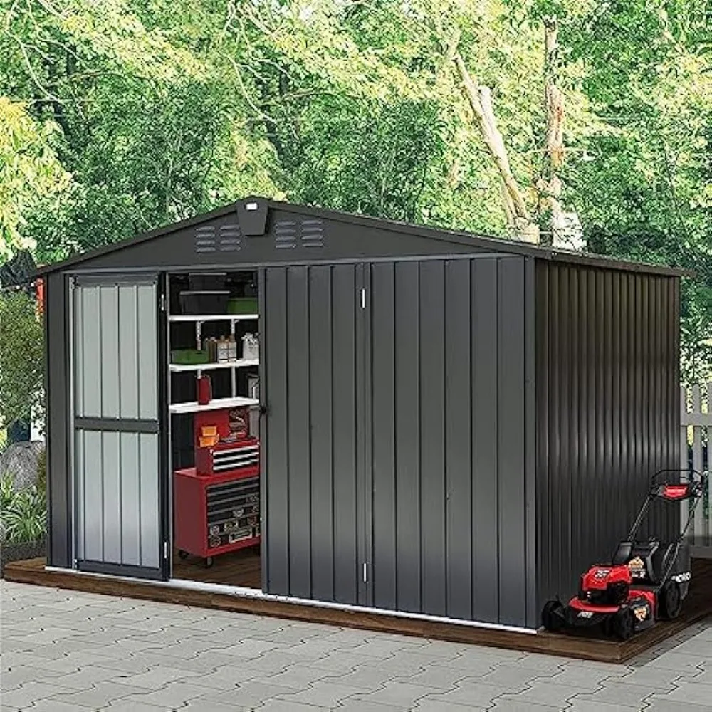 

Sheds & Outdoor Storage, 10ftx8ft Metal Outside Garden Storage Shed Galvanized Steel w/Lockable Door