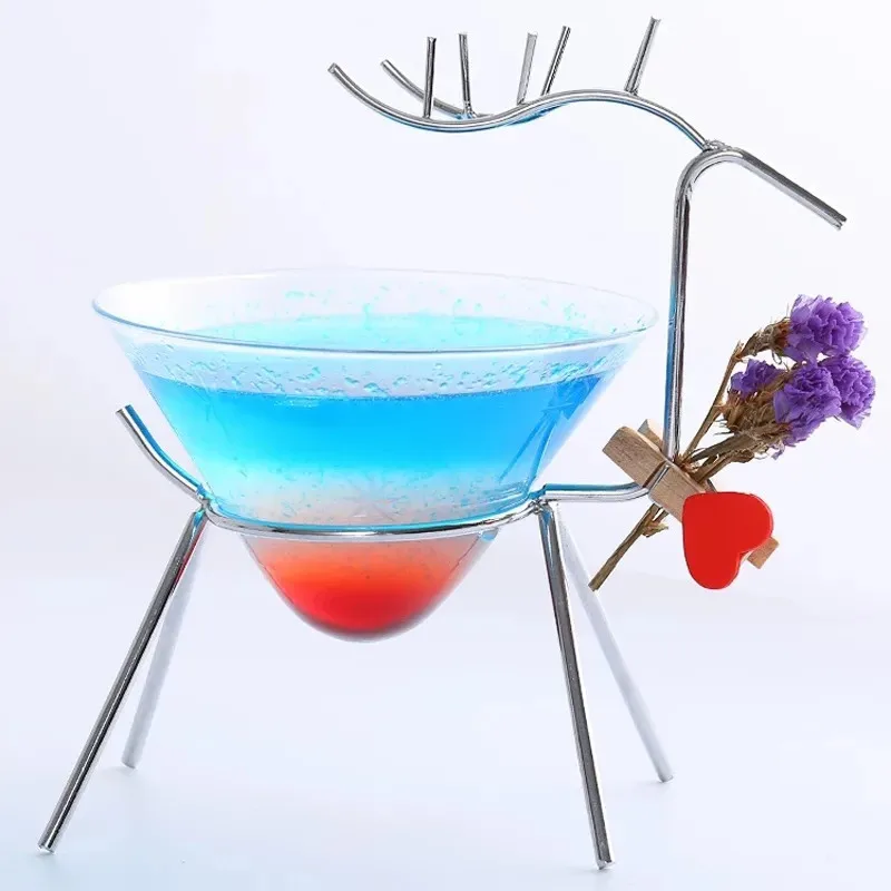 1 PC 160ml Lead Free Creative Fancy Metal Fawn Dear Shaped Frame Support Cocktail  Glass Cup