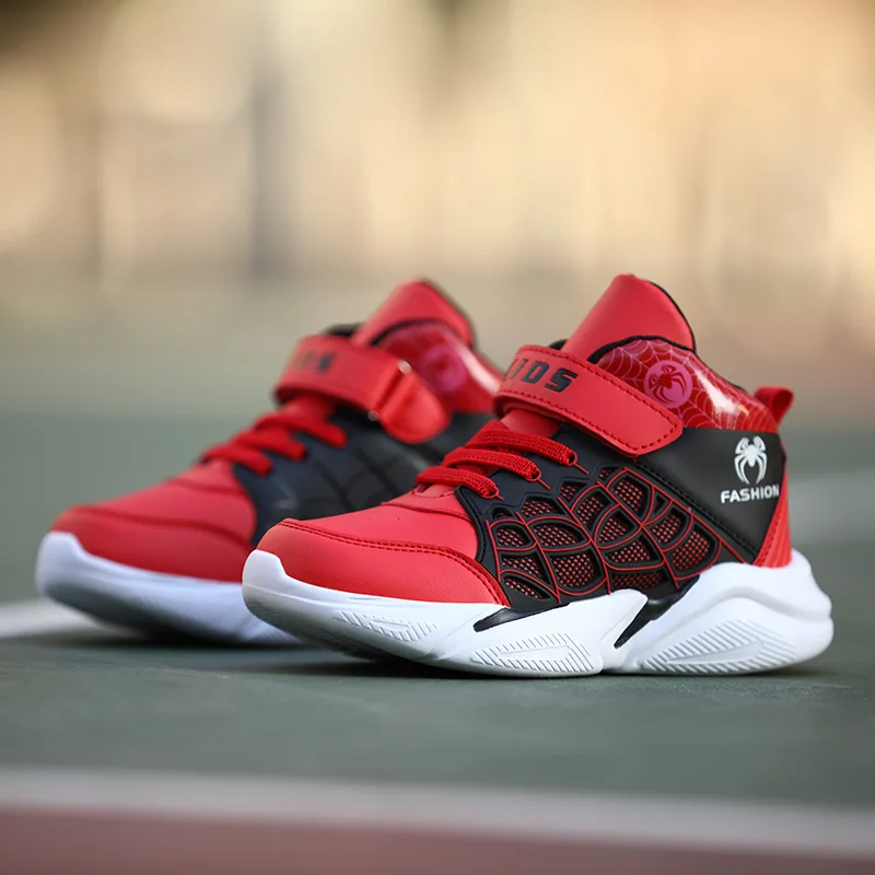 Kids High-top Cartoon Spider Sneakers Boys Casual Breathable Tennis Shoes Non-slip Basketball Sports Shoes basketball shoes