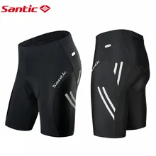 Santic men ciclismo shorts verão ciclo shorts coolmax 4d almofada à prova de choque mtb apertado-fitting reflexivo calções pretos