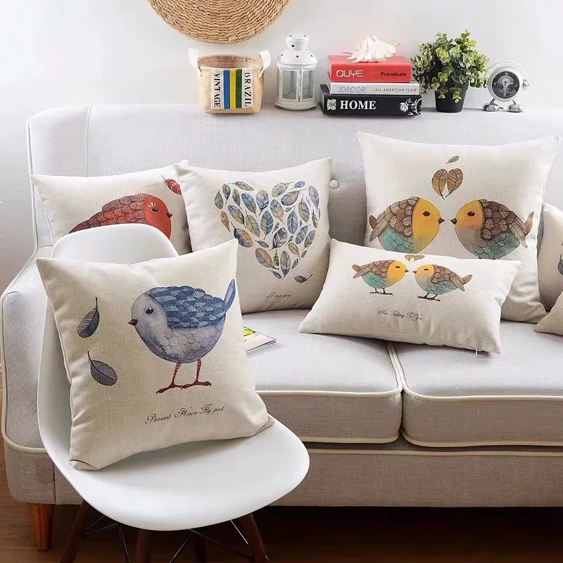 

American-style Cushion Thick Cotton and Linen Pillow Nordic Style Sofa Bedside Office Lumbar Pillow with Core Home Decor