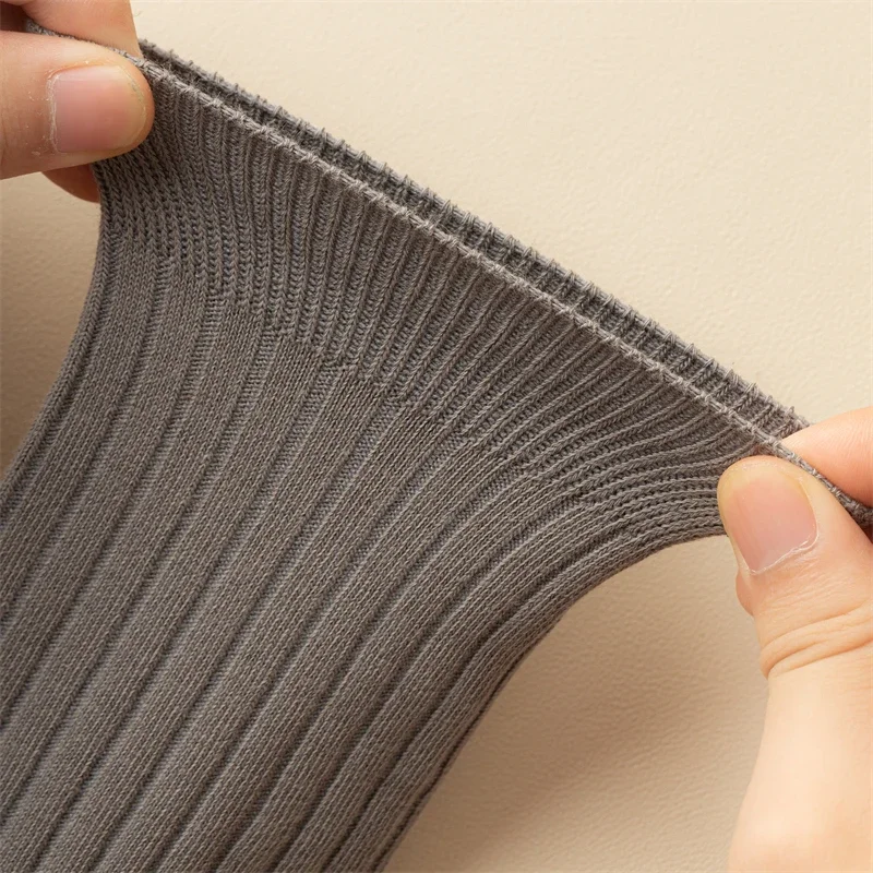 남성용 캐주얼 심플 단색 레트로 크루 양말, 멀티 팩, 땀 흡수 면, 고품질 드레스 양말, 5 켤레