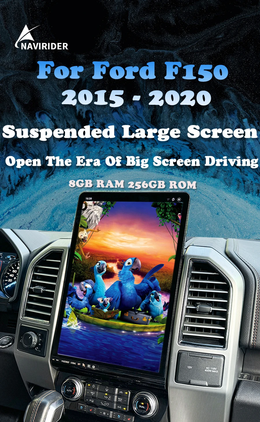 16.8" Car Radio Android Vertical Big Screen For Ford F-150 F150 2015 2020 Multim