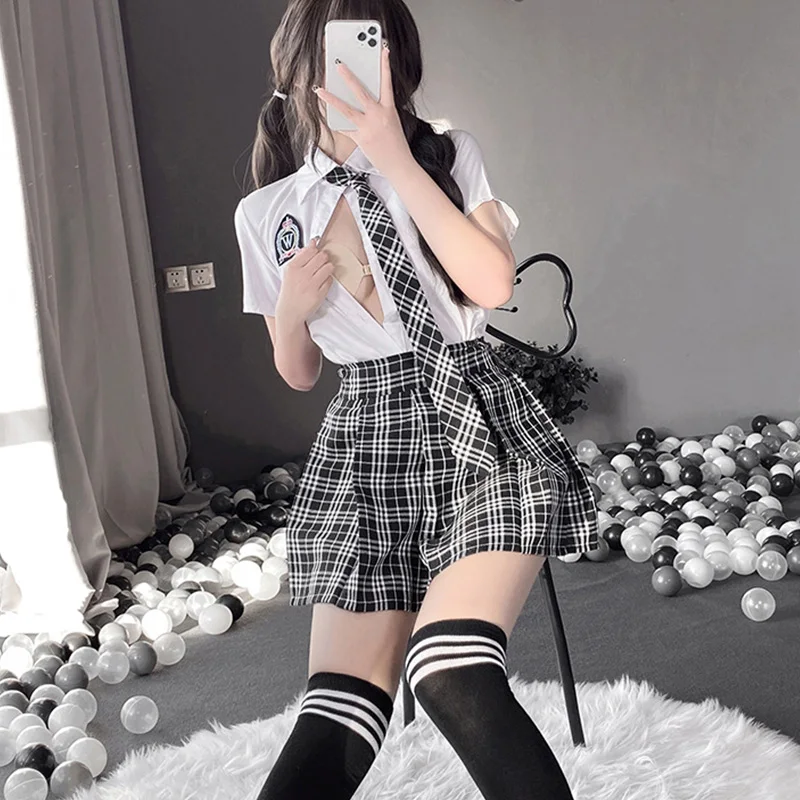 Sexy School Girl Cosplay Uniform Lingerie for Women Naughty Student Role Play Adult Sex Clothes Night Club Outfit Erotic Costume