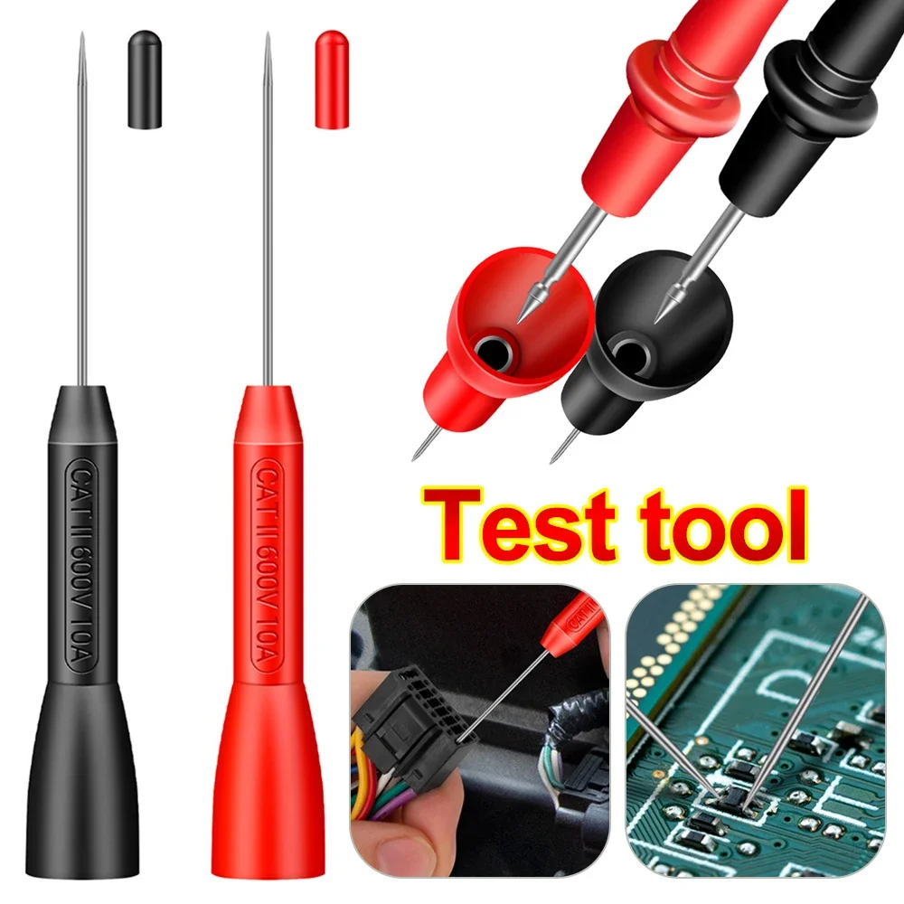 2-100pcs PT2002 Insulation Piercing Needle Non Destructive Multimeter Test Probe test probes Red/Black Diagnostic Tools 10A 600V 2mm