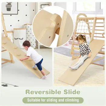 6-in-1 Wooden Jungle Gym Playset for Kids - Outdoor Climbing, Swinging & Sliding Fun 2