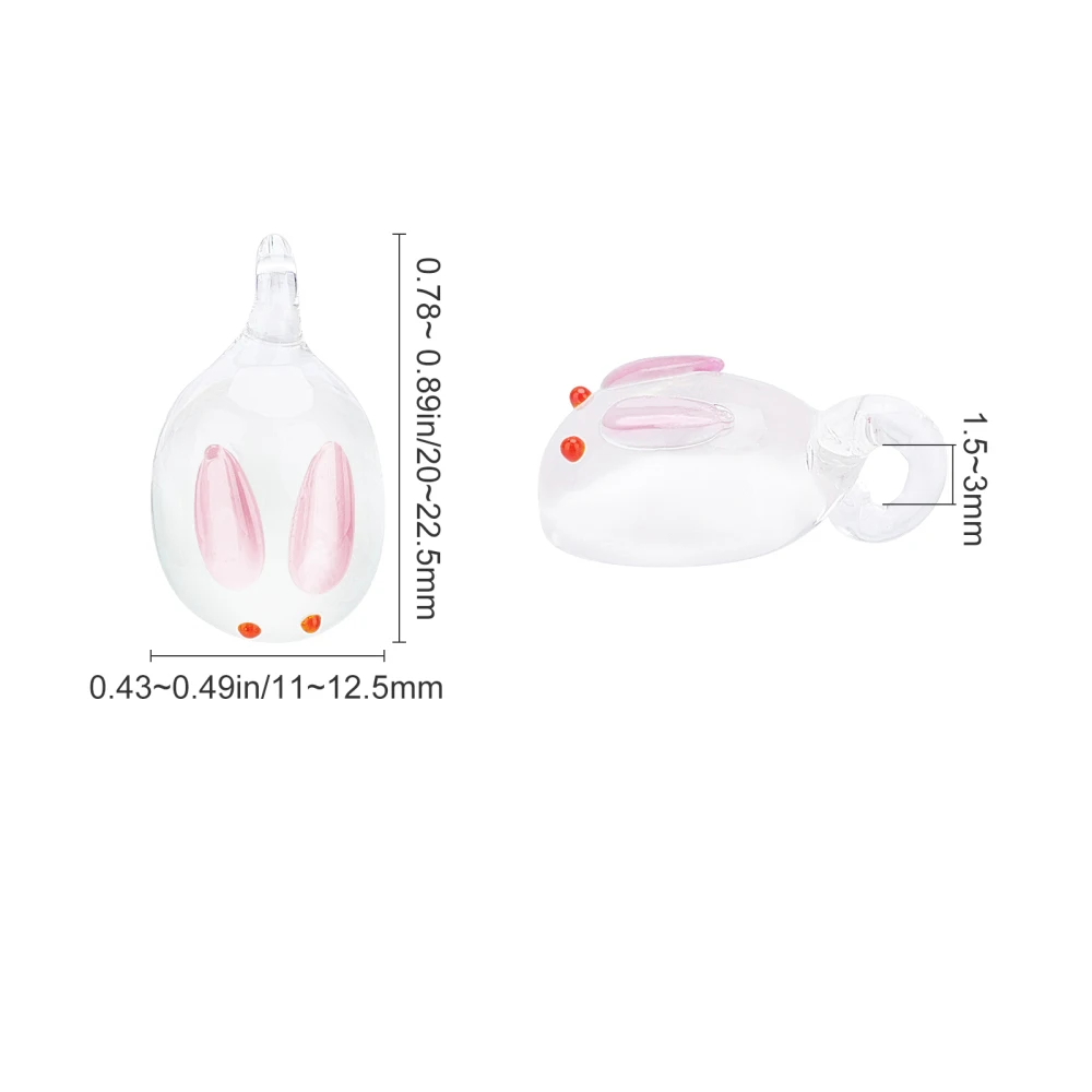 50pcs Handmade Lampwork Rabbit Pendants Easter Bunny Pendant for necklace jewelry making DIY Crafts Keychains Decor Accessories