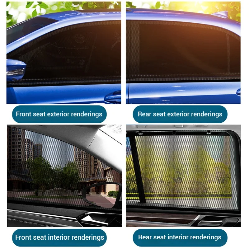 2/4PCS Car Window Sunshade Curtains Repellent Mosquito Mesh Net Car Anti-Mosquito Side Window Shades Screen UV Sun Visor Cover 6