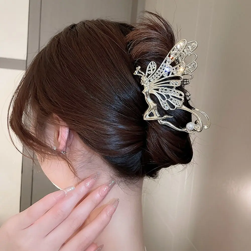 

Butterfly Flower Hair Styling Tool Rhinestone Alloy Girl Hair Claw Korean Style Hair Clip Women Shark Clip Hair Grip Clip