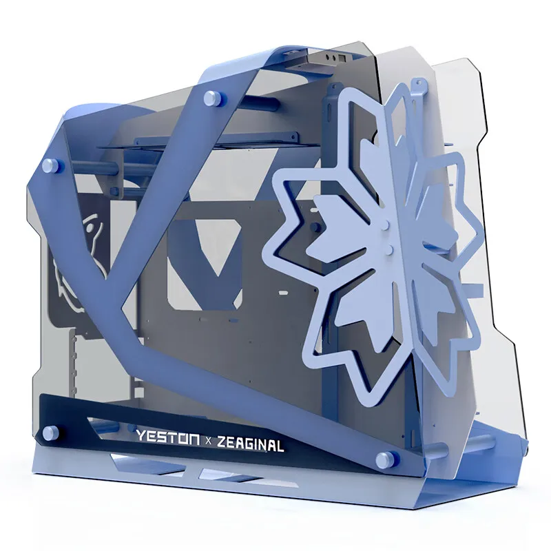 Zeaginal ZC-09 Matx/Itx Open Computerbehuizing Beide Zijden Van Het Gehard Glas Zijn Transparant Blauw En Wit Limited Edition