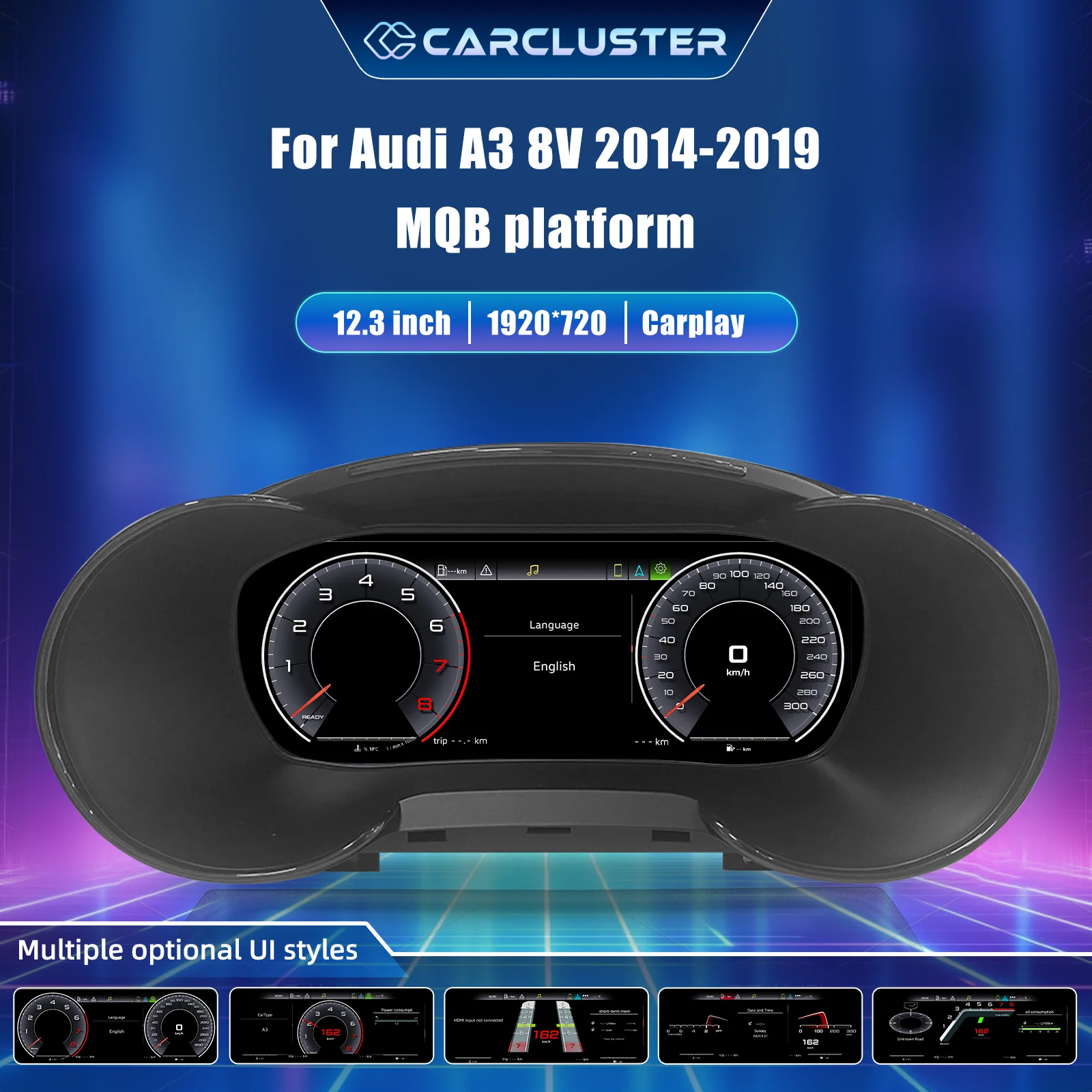 Panel de instrumentos digital para Audi A3 8V años 2014-2019 plataforma MQB Velocímetro Panel de instrumentos Cabina virtual 1