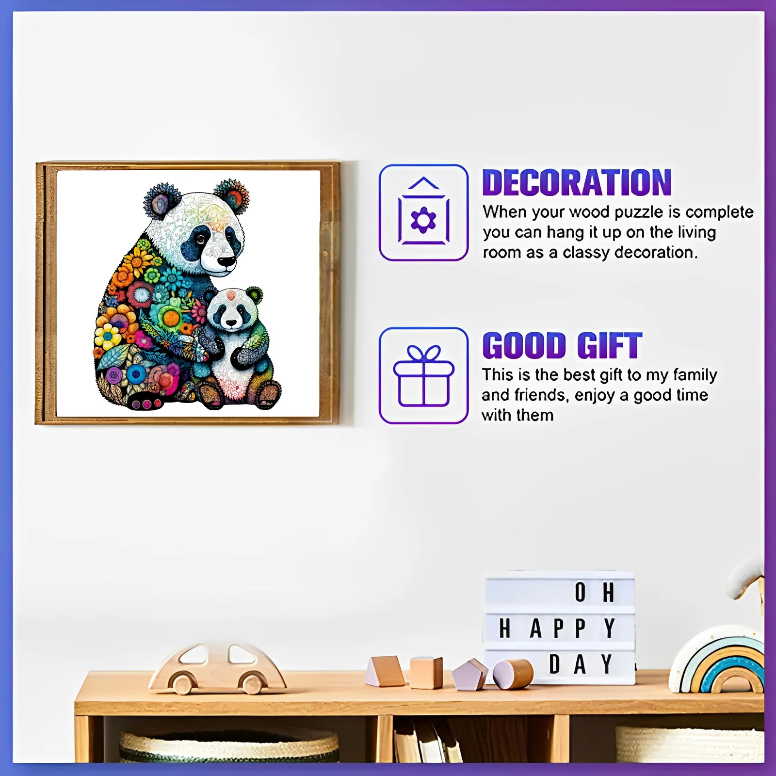 Unique Panda Wooden Jigsaw Puzzles Educational Toys Gifts Wood Diy Crafts Puzzle Games Best Gift for Adult And Child 3
