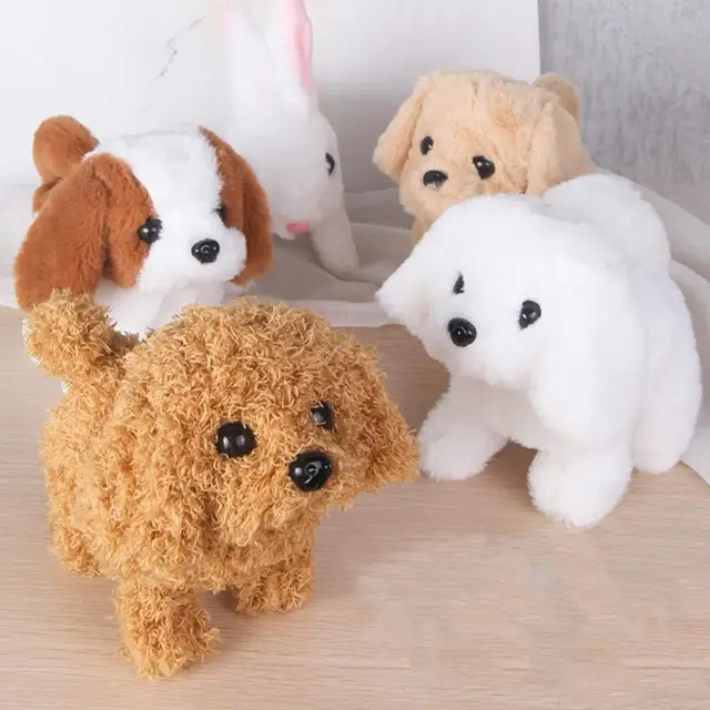 Simulation Plush Dog Electronic Interactive Pet Puppy and Traction Rope Walking Barking Tail Wagging Companion Toys For Kids 5