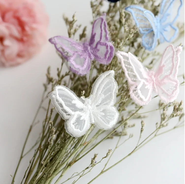 Butterfly 3D Lace Embroidery Patches - Set of 5 for DIY Clothing and Headwear Accessories