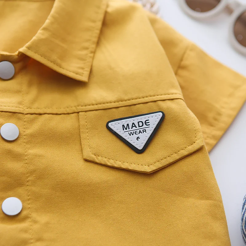 Children's clothing summer baby clothes girls letters short-sleeved suits boys lapel shirts shorts simple casual two-piece suit Baby Clothing Set for girl