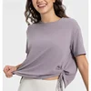 New Lemon Cool Breathable Quick-drying Drawstring Pleated TEE Loose Comfortable Round Neck Outdoor Sports Short Sleeve 2