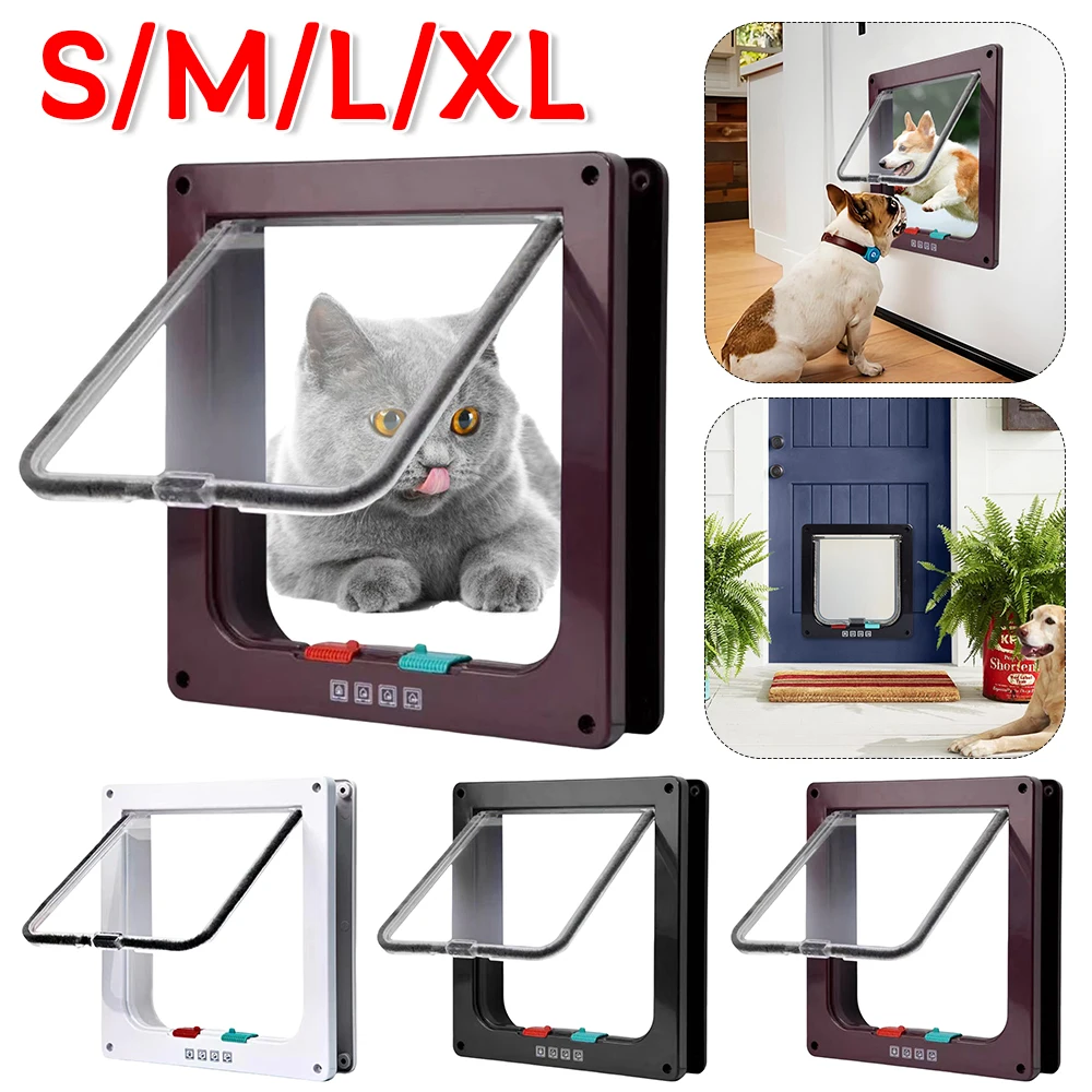 Cat Flap Door with 4 Way Security Lock ABS Plastic pet door plastic pet door