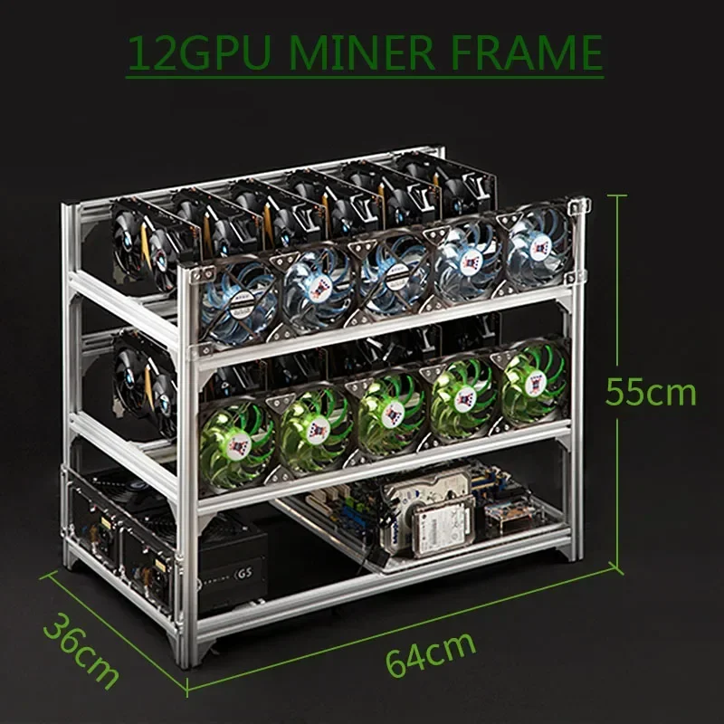 BTC Miner Case Server Rack 19 GPU Aluminum Stackable Mining Rig