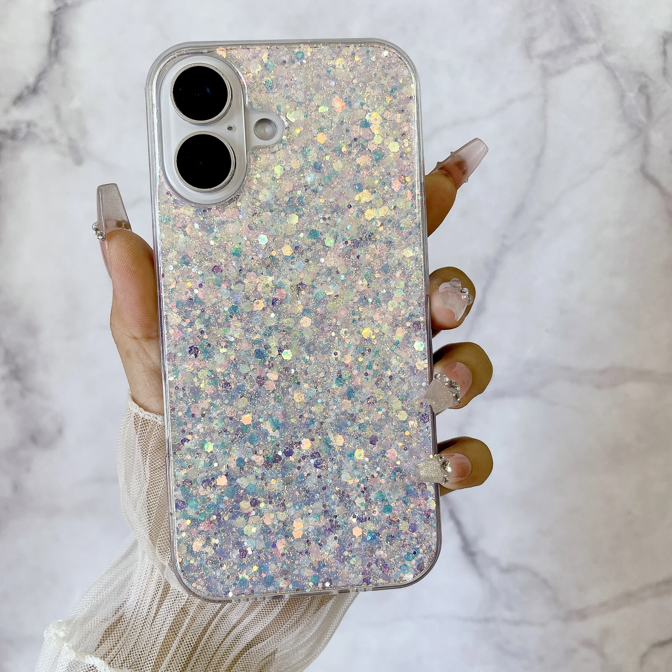 Starry Glitter Sequins Bling Silicone Transparent Shiny Case