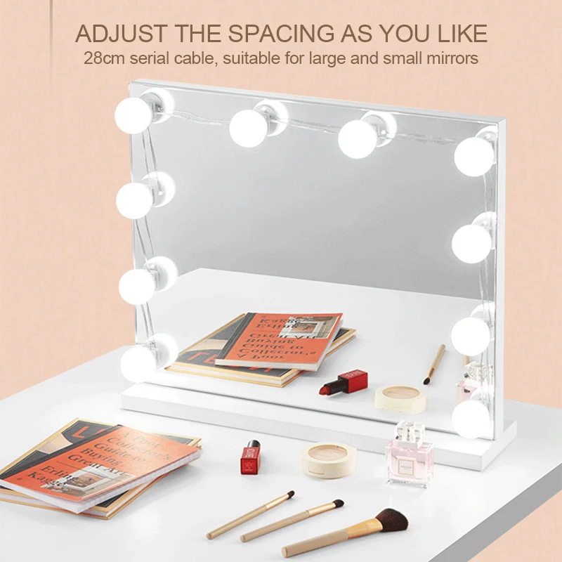 6/8/10 Bulbs Makeup Mirror Light Led Touch Dimming Vanity Dressing Table Lamp Bulb USB Wall Lamp