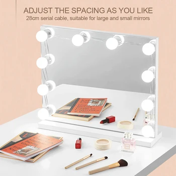 메이크업 거울 조명 LED 터치 디밍 화장대 드레싱 테이블 램프, USB 메이크업 거울 벽 램프 전구, 6/8/10