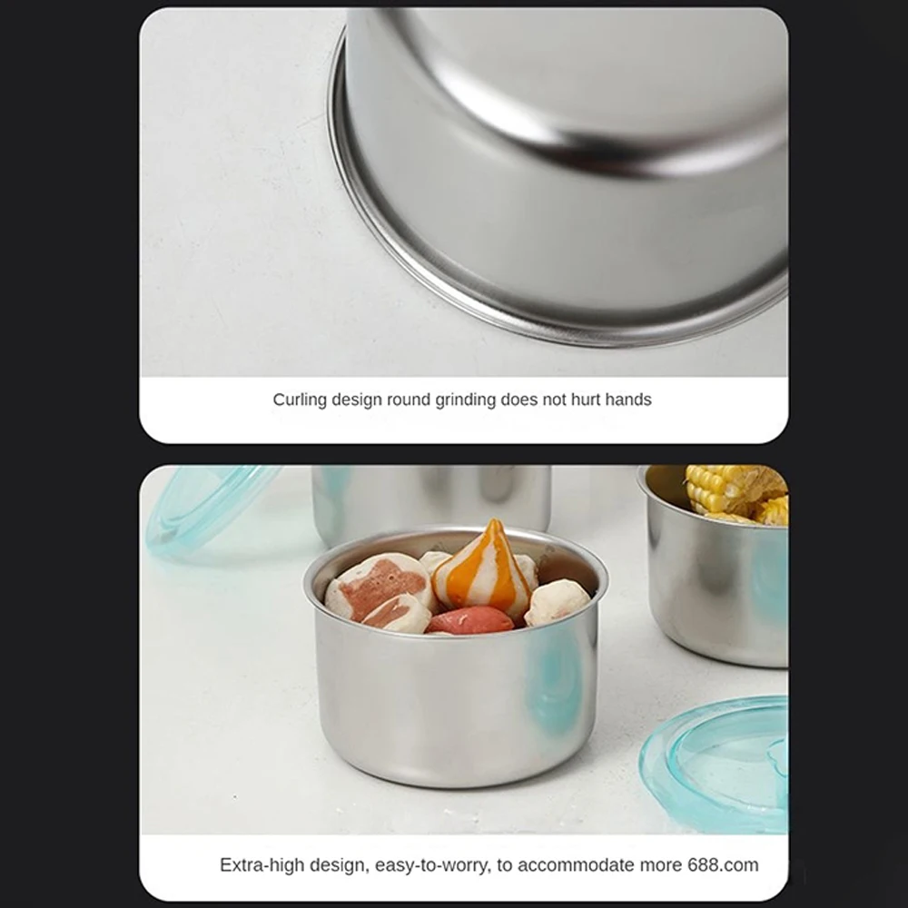 Hot Selling Stainless Steel Fresh-keeping Bowl Lid Round Sample Box Food Refrigerated Fruit Vegetable Fresh-keeping Box 500 Ml 5