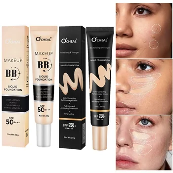 Heallor BB Cream Full Cover Face Base Liquid Foundation Makeup Waterproof Long Lasting Facial Concealer Whitening Cream Korean M