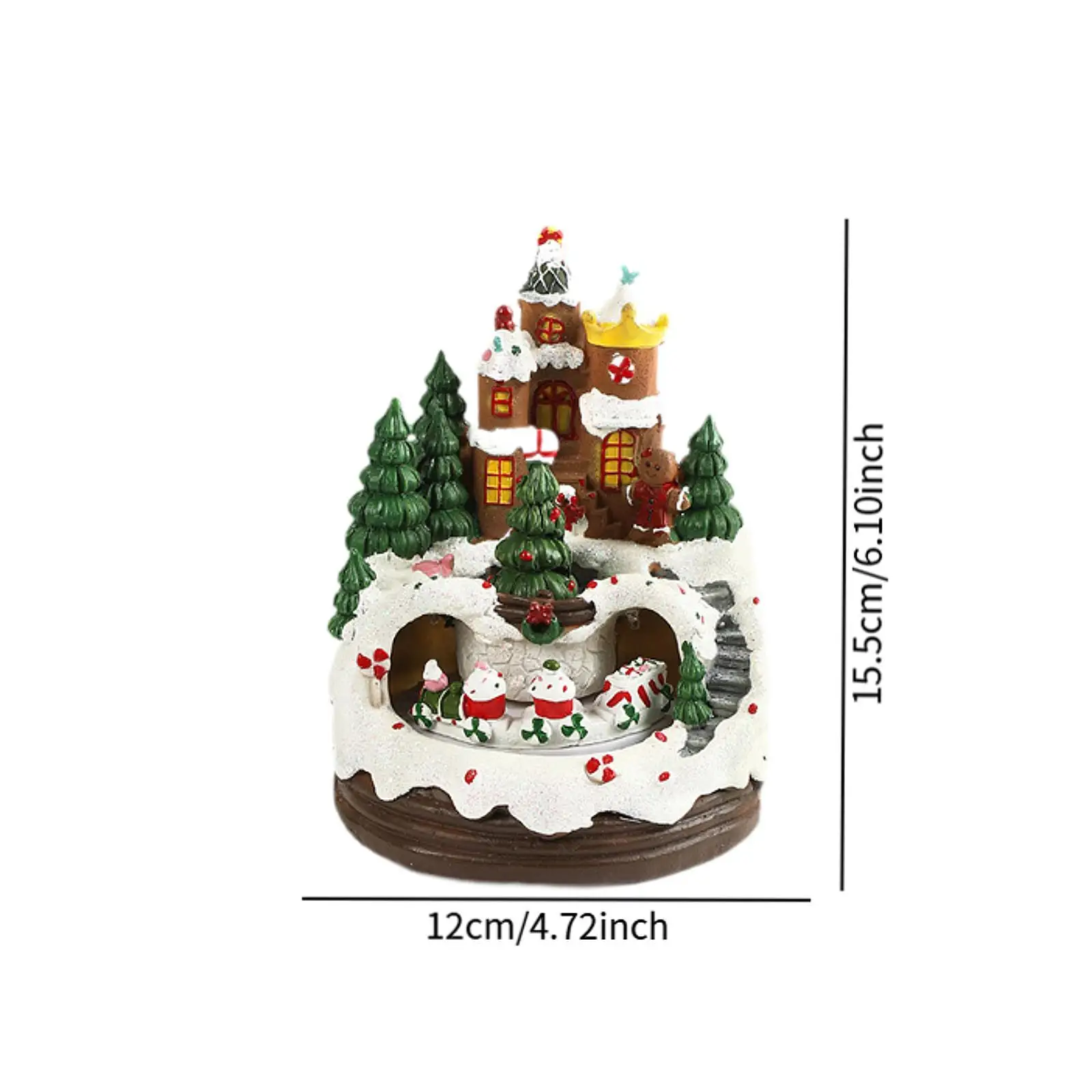 Christmas House Music Box Toy with Rotating Train Xmas Gifts Tabletop Ornament for Bedroom Holiday New Year Bookshelf Indoor