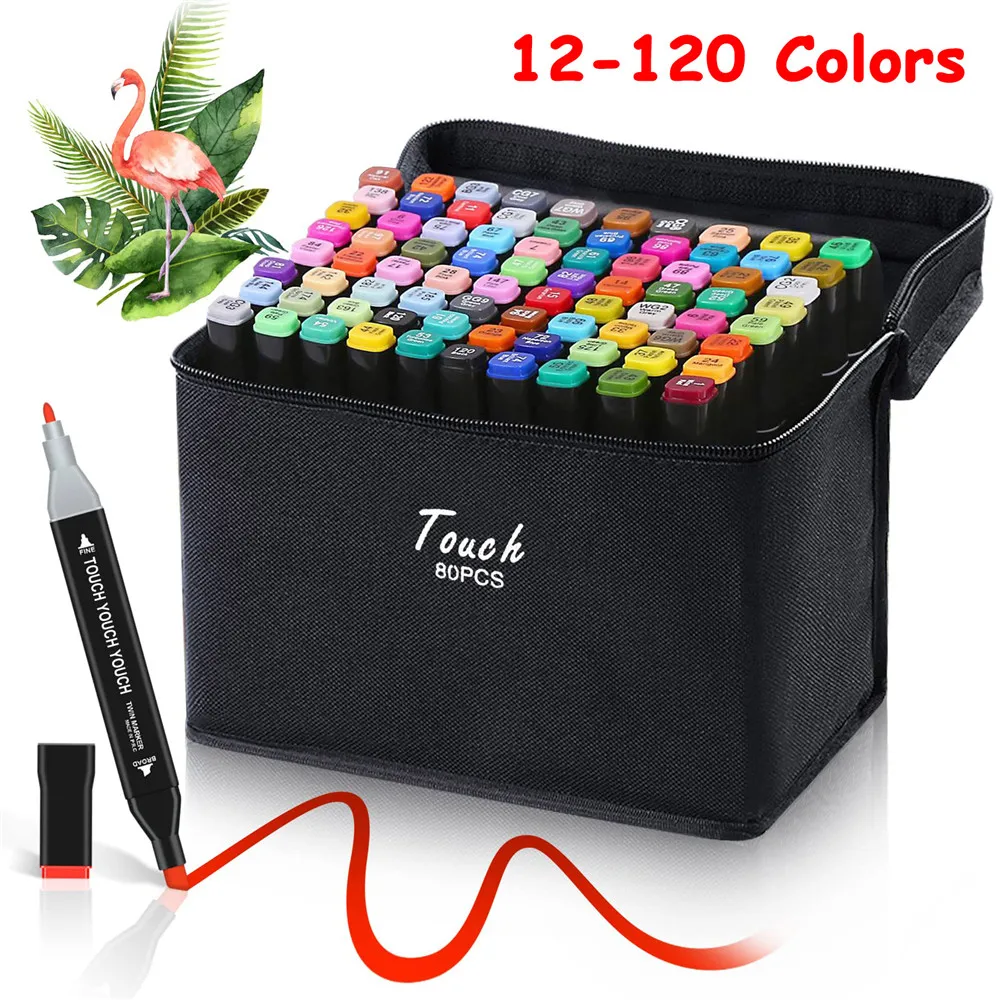 120/80/60/48/40/36/30/24/12/Color Markers with Dual Tip for Drawing Coloring Sketch Marker Drawing Comic Design for Art Lovers touchnew markers 30 40 60 80 168 color alcohol sketch marker manga drawing brush pens school color pen art supplies