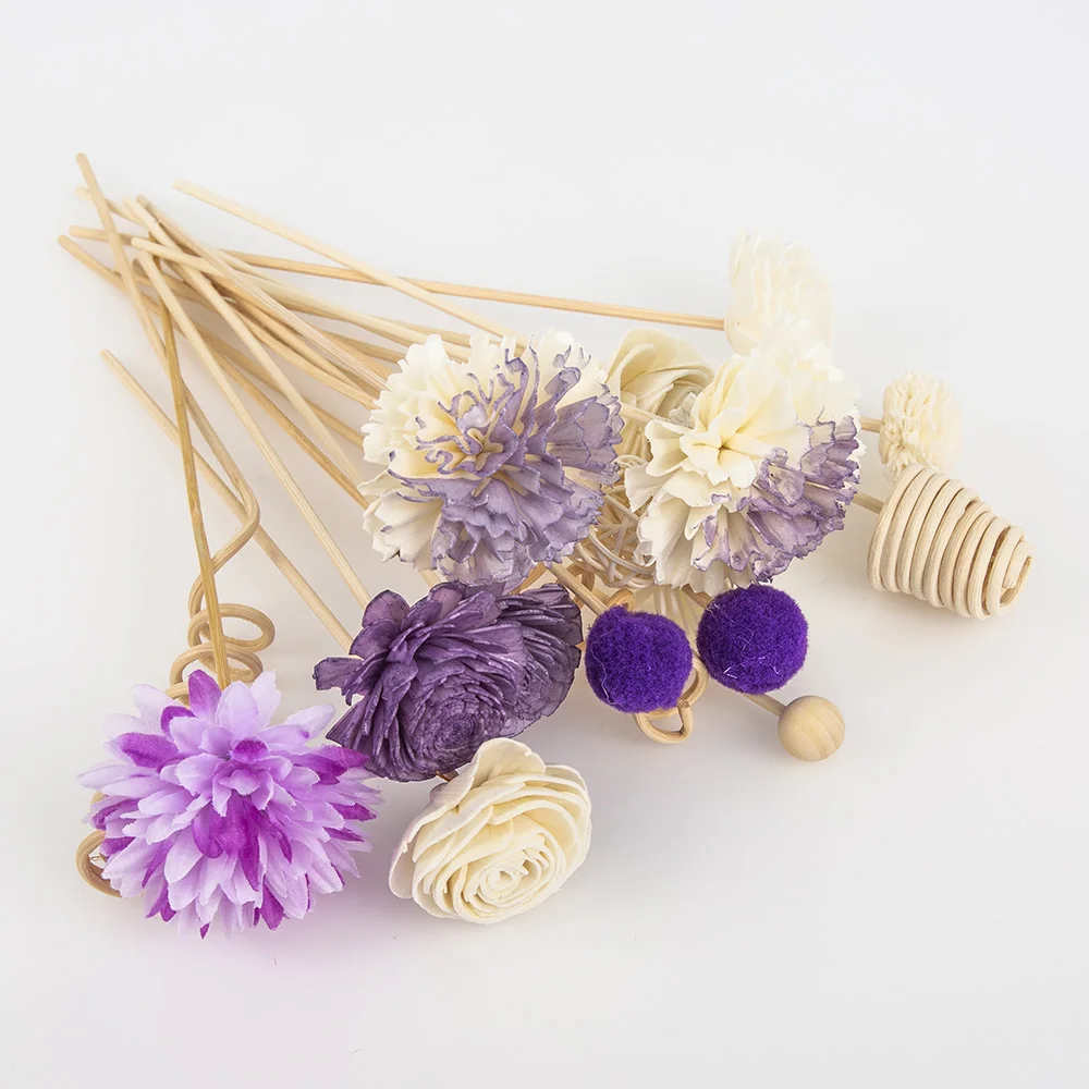 19PCS Purple Series Flower Rattan Sticks Fireless Fragrances Reed Diffuser Stick Diy Ornaments Home Decor reed diffuser stick aroma diffuser sticks