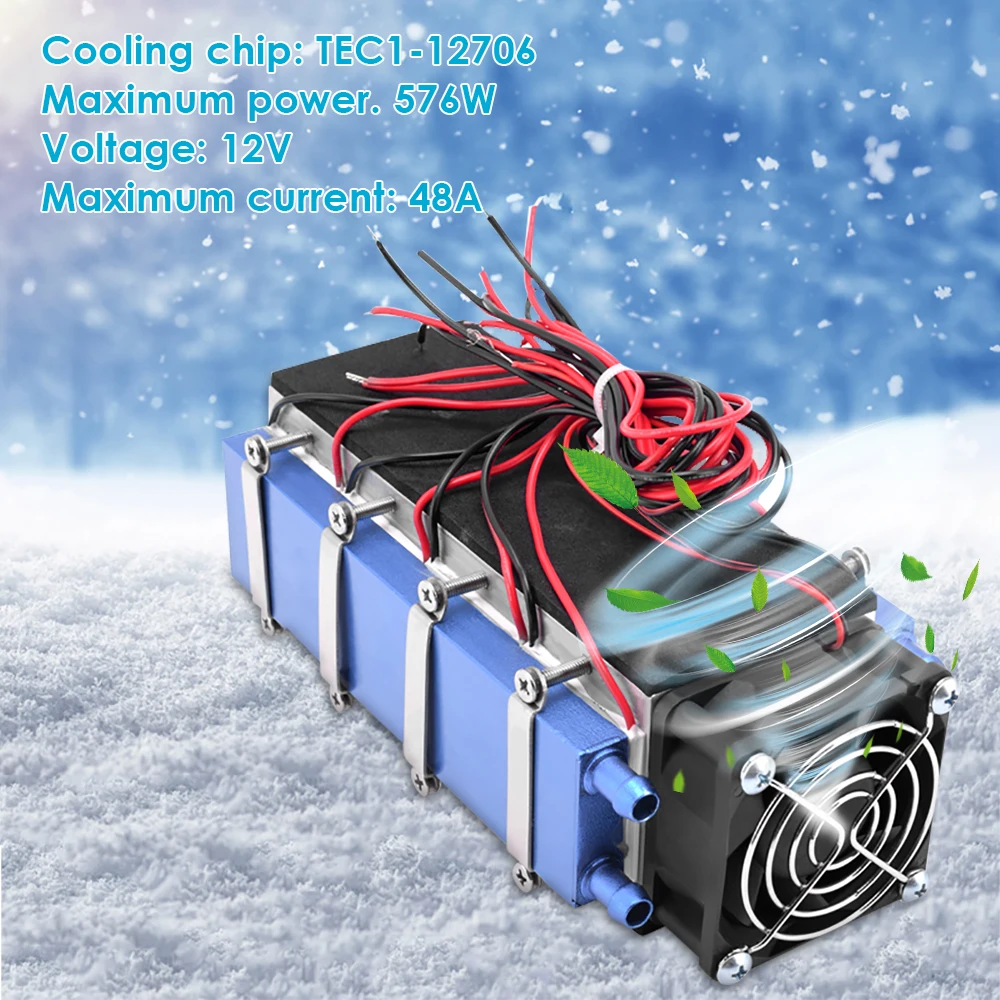 

12V 576W 8 Chip DIY Thermoelectric Cooler Low Noise Refrigerators TEC1-12706 Accessories Home Peltier Refrigeration Aluminum