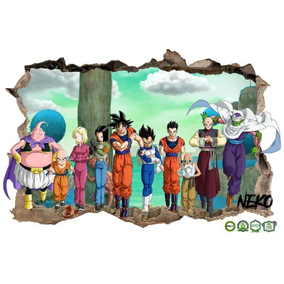Dragon Ball Adesivo De Parede Goku Sayajins Realista Quebrado Decoração Da  Parede Pintura Do Quarto Das Crianças Dos Desenhos Animados Decoração Pvc  Adesivo - Adesivos - AliExpress