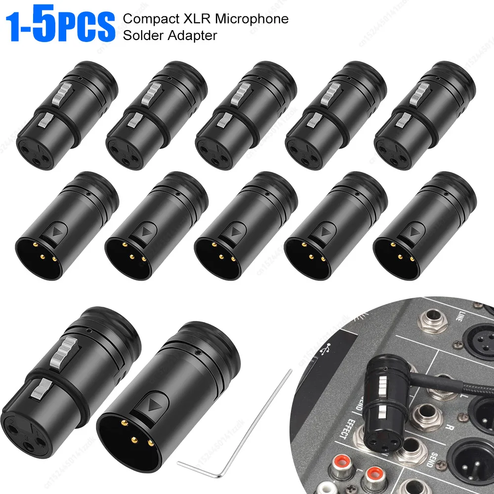 Black Zinc Alloy XLR Microphone Solder Adapter for Audio Devices