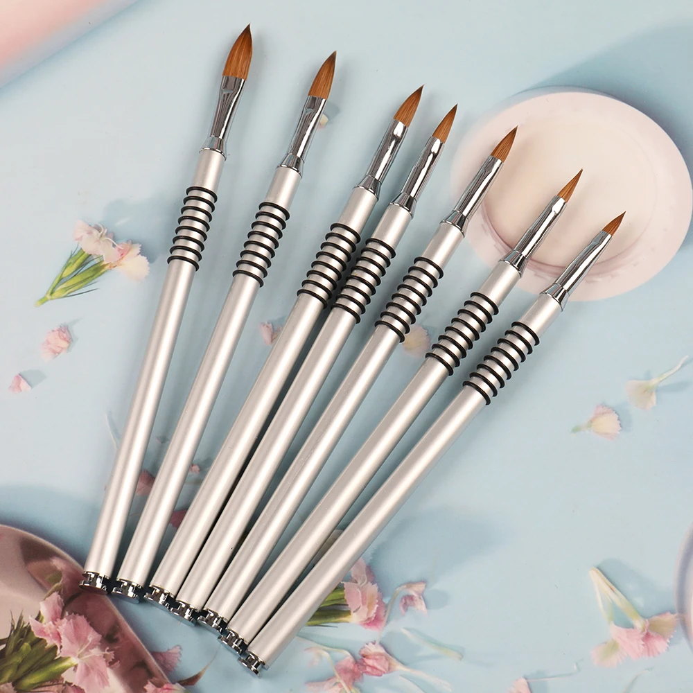 ANGNYA New 2#3#4#5#6 Kolinsky Hair Nail Art Brush Carving Powder Gel Nail Brush Acrylic Nail Brush Set Metal Hand Manicure Tools 6