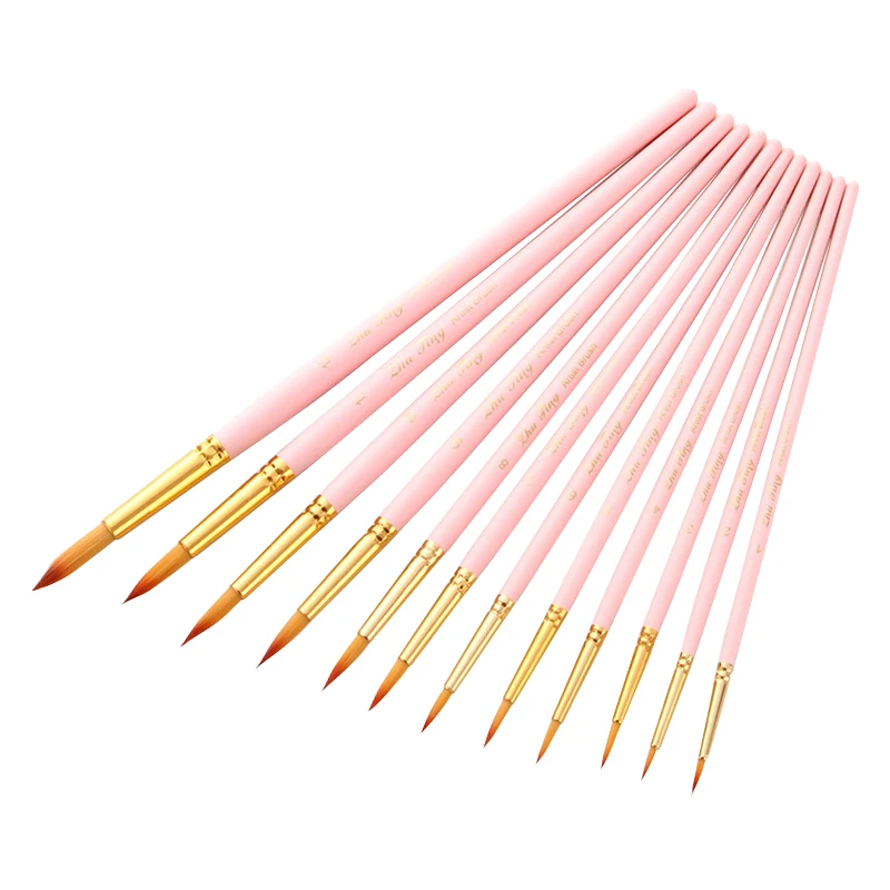 

12pcs Pen Beginner Learning Wooden Handle Painting Brush Set Portable Multifunction School Soft Watercolor Drawing Stationery